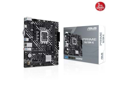 Asus Prime H610M-K Intel Soket LGA1700 DDR5 5600MHz mATX Gaming (Oyuncu) Anakart