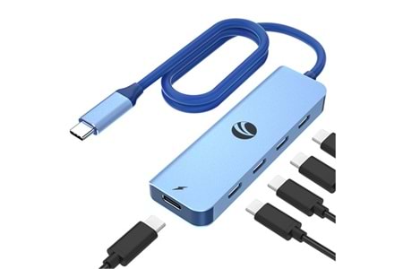 Vcom CUE11s Type-C To 4-Usb-C (10GBps)+Pd 3.0 100W Mavi Çoklayıcı