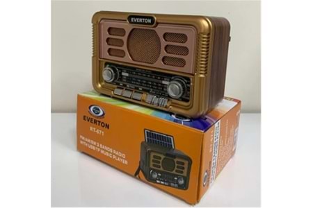 Everton Rt-671 Bluetooth Fm-Usb-Tf-Aux Şarjlı Solar Nostaljik Radyo