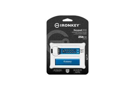 Kingston IKKP200-256GB 256GB IronKey Keypad 200, FIPS 140-3 Lvl 3 (Pending) Flash Bellek