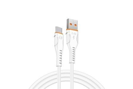 S-link SL-EC50 (SL-EC50T) 5V 2400MA Type-C Kablolu 2 USB Çıkışlı Beyaz Ev Şarj Adaptörü