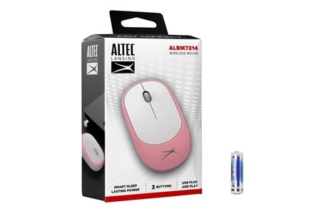 Altec Lansing ALBM7314 Pembe 2.4GHz USB 1200DPI Alkalin Pilli Kablosuz Mouse