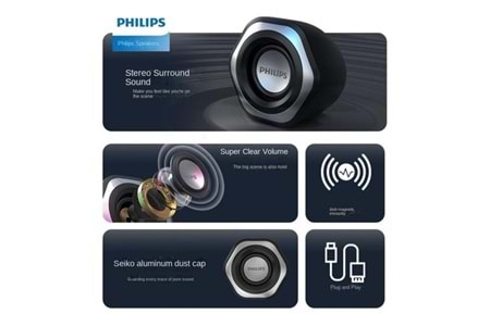 Philips Spa2209 2.0 USB- 3.5MM Jack Hoparlör Ses Kontrol Tuşu