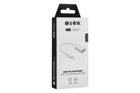 S-link SL-TA74 Beyaz USB F to Lightning 10cm kablolu OTG Çevirici