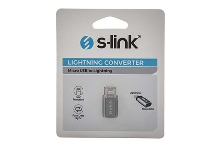 S-link SL-TA20M Gümüş Metal Gövde MicroUSB 5pin F to Lightning M Çevirici