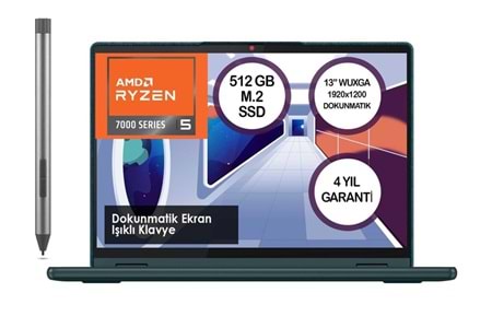 Lenovo Yoga 6 83B2009NTX Amd Ryzen 5 7530U 8GB 512GB SSD Freedos 13.3