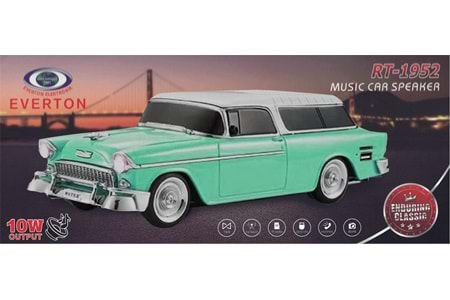 EVERTON RT-1952 Turkuaz Arabalı Bluetooth Fm-Usb-Tf-Aux Şarjlı Nostaljik Radyo