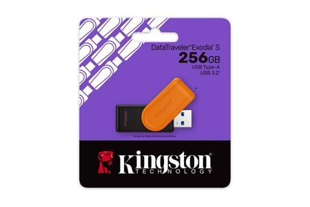 Kingston DTXS-256GB 256GB Portable USB 3.2 Gen1 DataTraveler ExodiaS (Black-Orange) Flash Bellek