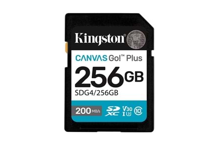 Kingston SDG4-256GB 256GB SDXC Canvas Go Plus Gen4 200MB-s C10 UHS-I U3 V30 Hafıza Kartı