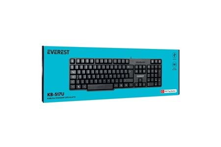 Everest KB-517UF Siyah USB F 2mt Kablo Uzunluğu Standart Klavye