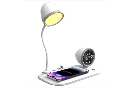 S-link SL-CW21 Beyaz Telefon Uyumlu Fast Şarj 15W Ayarlanabilir Led Işıklı Masa Lambası