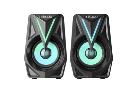 Mikado MD-S23 GLARE 2.0 Multimedia 3W-2 Siyah USB RGB Işıklı Gaming Speaker Hoparlör Stereo Giriş