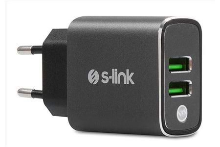 S-link SW-EHT36M 2 USB, 3.1A Metal Ev Sarj Cihazı ve Type-C Data + Sarj Kablosu