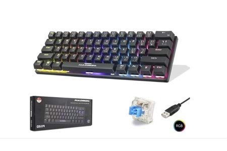 Hadron G509B Kablolu Oyuncu Mini Klavye Mekanik Blue Switch Rgb Q Siyah