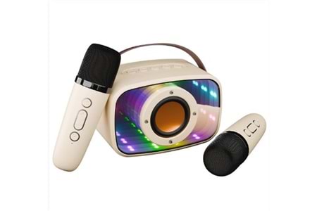 Mikado MD-57BT Endless 5W Bej TF + USB + AUX + BT Destekli 2 Wireless Karaoke Mikrofon 1200mAh