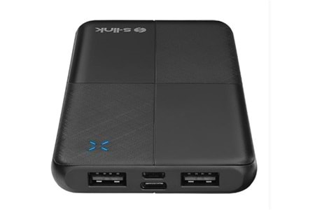 S-link IP-G12N 10000mAh Micro+Usb+ Type-C Giriş+Çıkış Siyah Taşınabilir Pil Şarj Cihazı Powerbank