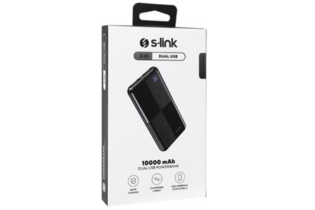 S-link IP-G12N 10000mAh Micro+Usb+ Type-C Giriş+Çıkış Siyah Taşınabilir Pil Şarj Cihazı Powerbank