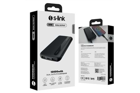 S-link IP-G11N 10000mAh Micro+Usb+ Type-C Giriş+Çıkış Siyah Taşınabilir Pil Şarj Cihazı Powerbank