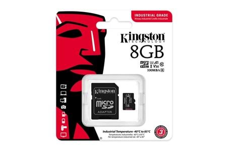 Kingston SDCIT2-8GB 8GB microSDHC Industrial C10 A1 pSLC Card + SD Adapter Hafıza Kartı