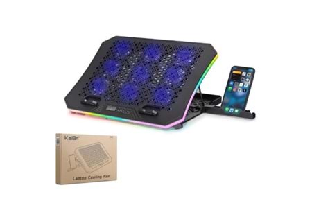 Hadron Dcxa19 Notebook Soğutucu 9-Fan + Telefon Standı 14-18 RGB Siyah