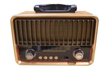 Everton RT-774 Bluetooth-USB-SD-FM Solarlı Şarjlı Nostaljik Radyo 