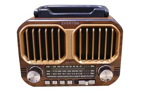 Everton RT-679 Bluetooth-USB-SD-FM Şarjlı Solarlı Nostaljik Radyo 
