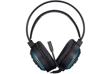 Hp DHE-8001U Mavi LED Aydınlatmalı Mikrofonlu Ses Kontrollü Gaming USB Siyah Başüstü Kulaklık
