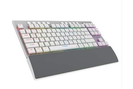 Rampage BERU Beyaz 2.4G + BT Wireless RED SWITCH Mekanik Gaming Oyuncu Klavye Slim RGB