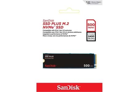 SanDisk 500GB SSD PLUS 2400MB-1500MB-s M.2 PCIe Gen 3.0 NVMe SSD SDSSDA3N-500G-G26