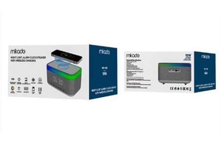 Mikado MD-W8 1200mAh 10W Gri BT,USB,Kablosuz Şarjlı RGB-Gece Lambası Özellikli Alarmlı Saat Speaker