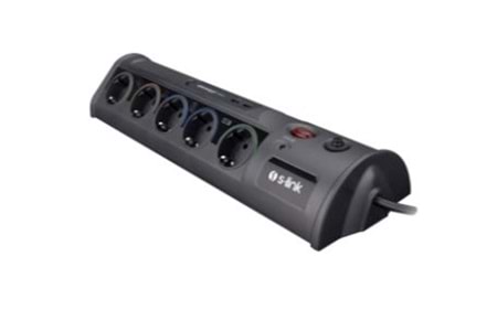 S-link SPG3-J-5 1.5m 306Joule 5Li Akım Kor.Siyah Priz