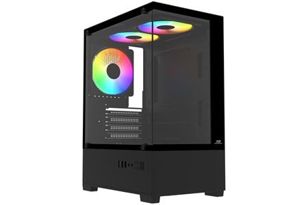 PowerBoost PB-M5001B 500w 3-12cm Rainbow Fanlı USB 3.0 Seaview M-ATX Gaming Siyah Kasa
