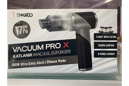 Enkado EKD-SP20 17000PA 2000MAH Güçlü Vakum-Üflemeli Şarjlı Katlanabilir Araç Süpürgesi 3ad Filtr