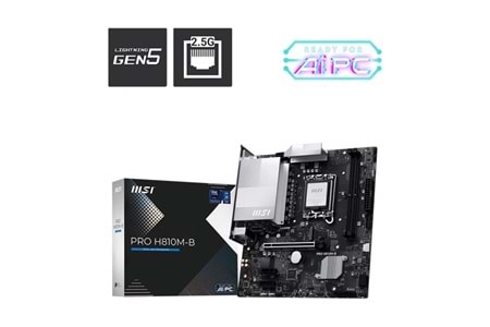 Msı Pro H810M-B Intel H810 Soket 1851 DDR5 6400+(OC)MHz mATX Gaming (Oyuncu) Anakart