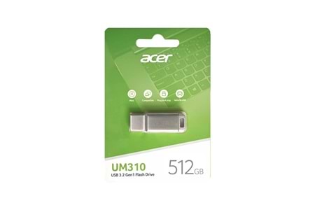Acer 512GB USB3.2 UM310-512GB Metal Flash Bellek (120-100 MB-s) Okuma-Yazma