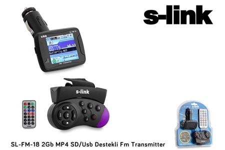 S-link SL-FM-18 2gb mp4 Transmıtter sd+usb Destekli Kumandalı Direksiyon Kumandalı