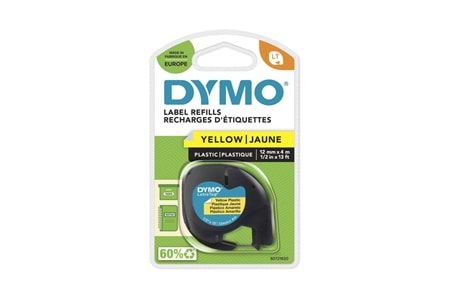 DYMO S0721620 LetraTag Plastik Şerit ( 12 mm X 4 mt ) , Sarı (59423) 91202