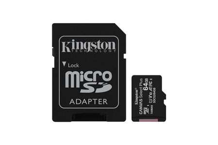 Kingston SDCS2-64GB 64GB micSDXC Canvas Select Plus 100R A1 C10 Card + ADP Hafıza Kartı