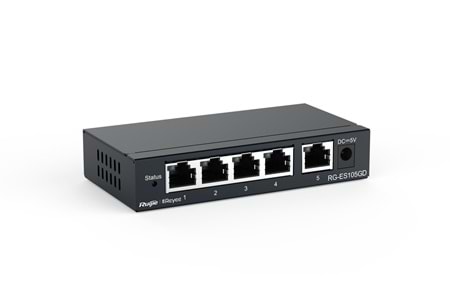 Ruijie-Reyee RG-ES105GD 5 Port 10-100-1000 Mbps Gbit Yönetilemez Switch Çelik Kasa