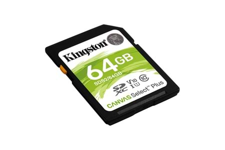 Kingston SDS2-64GB 64GB SDXC Canvas Select Plus 100R C10 UHS-I U1 V10 Hafıza Kartı