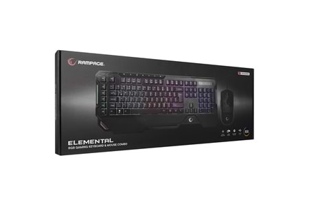 Rampage KM-R96 ELEMENTAL Siyah RGB Aydınlatmalı Q Oyuncu Klavye ve Mouse Gaming Set 7200dpı