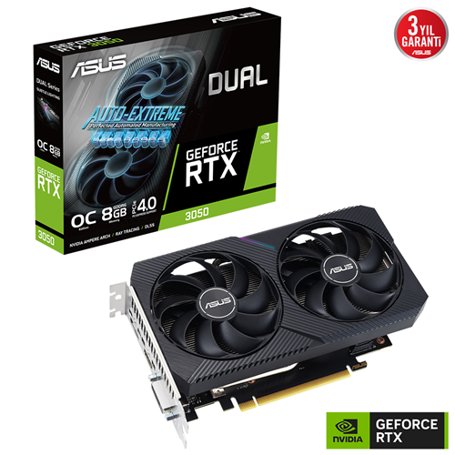 ASUS 8GB DUAL RTX3050-O8G-V2 GDDR6 96bit HDMI-DP PCIE 4.0