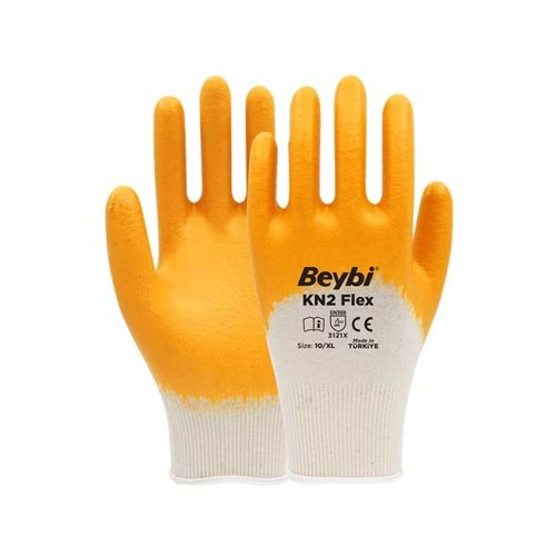 Beybi Nitril PMK KN2 Flex 10 Beden Nitril Kaplı Pamuk Eldiven (3121x)¾ Nitril Kaplıdır 