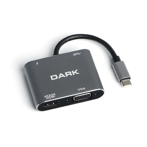 Hytech HY-USBC82 4K@30Hz Gri Metal 2xUSB3.0, 1xUSB