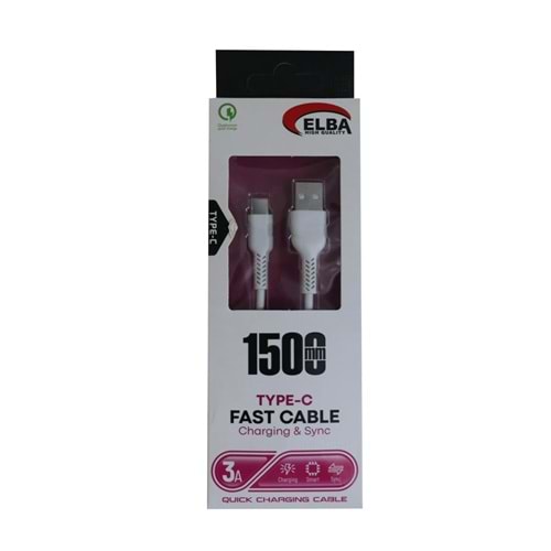 Elba Elb37-T1 Type-c 1,5mt 3A Hızlı Şarj Beyaz Kablo 