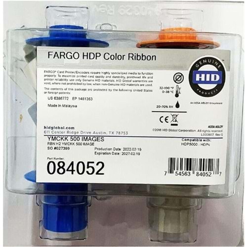 Fargo 084052 Hdp5000 Ymckk (500 İmages) 