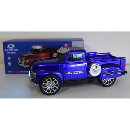 EVERTON RT-1962 Mavi (Blue) Arabalı Bluetooth Fm-Usb-Tf-Aux Şarjlı Nostaljik Radyo
