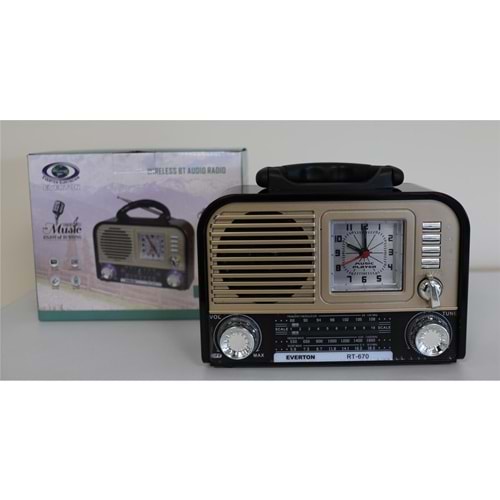 Everton RT-670 Bluetooth Usb-Micro Sd Saatli Nostaljik Radyo