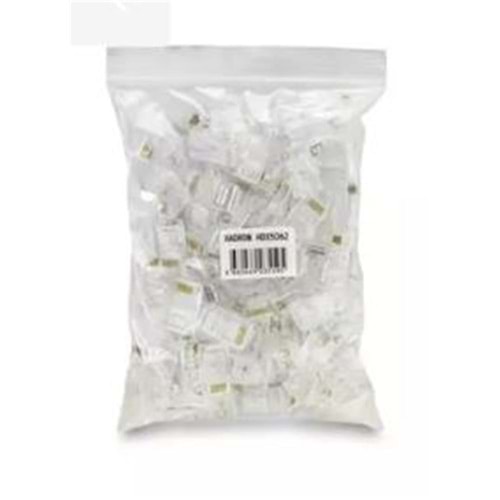 Hadron Hdx5062 Cat5 Konnektör Ez Rj45 Delikli 100Lü Paket Şeffaf