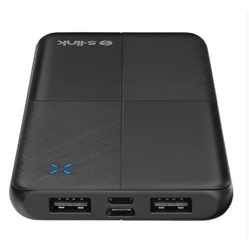 S-link IP-G12N 10000mAh Micro+Usb+ Type-C Giriş+Çıkış Siyah Taşınabilir Pil Şarj Cihazı Powerbank